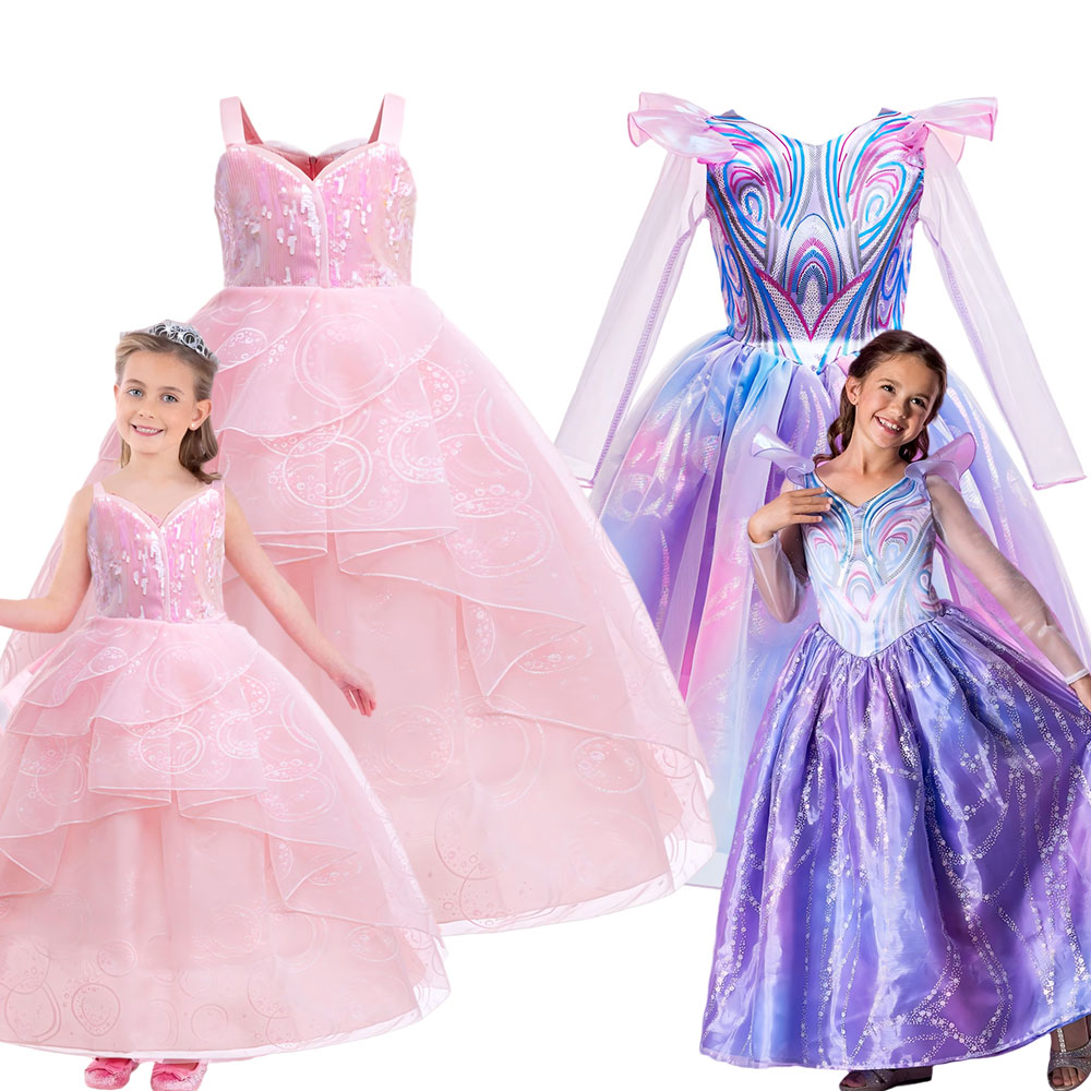 Baby Clothing Sizes - 女の子用のかわいいピンクのドレス 2-12歳 ハロウィン ウィザード グリンダコスチューム 良い映画の役割を果たすための衣装