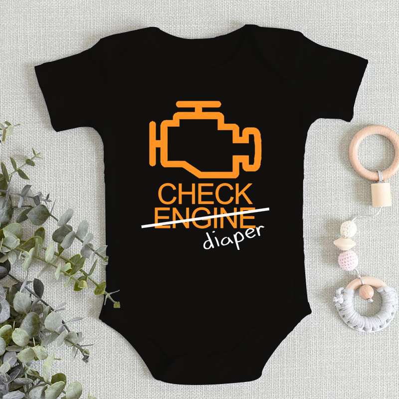 Baby Clothing Gender Neutral - 面白いチェック柄おむつレターデザイン肌に優しいベビー男の子女の子半袖ジャンプスーツ秋新生児服綿幼児ロンパース