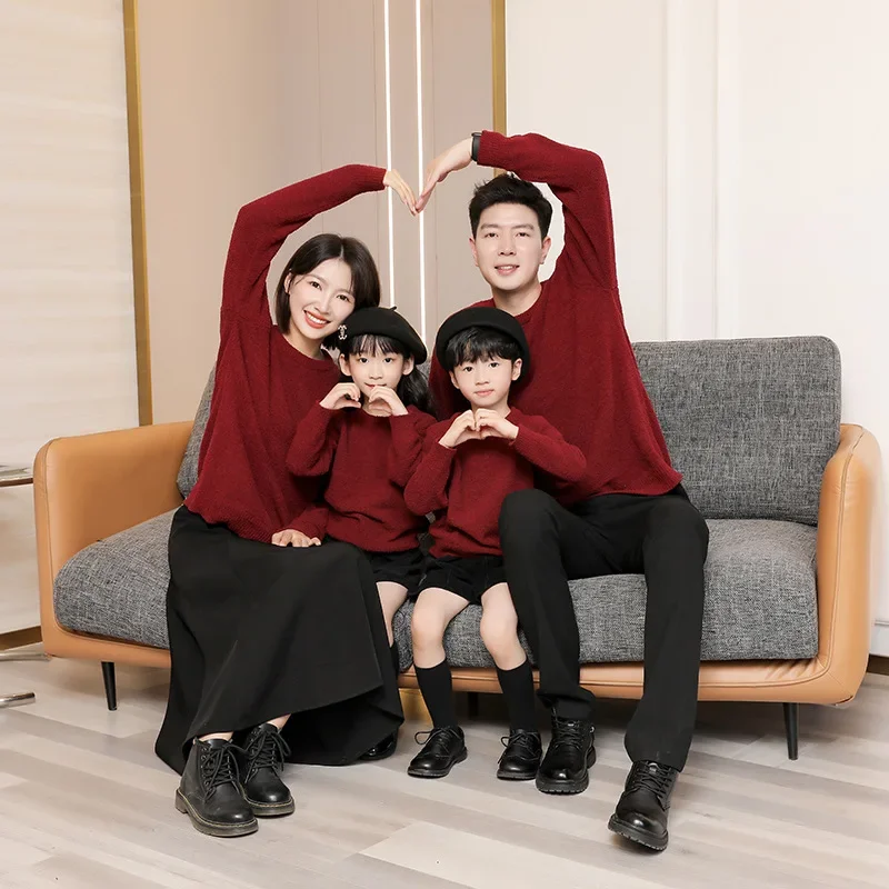 Baby Clothing Jumper - 親子ニットジャンパー家族セータートップス父母と息子娘お揃い服ママパパとベビー服