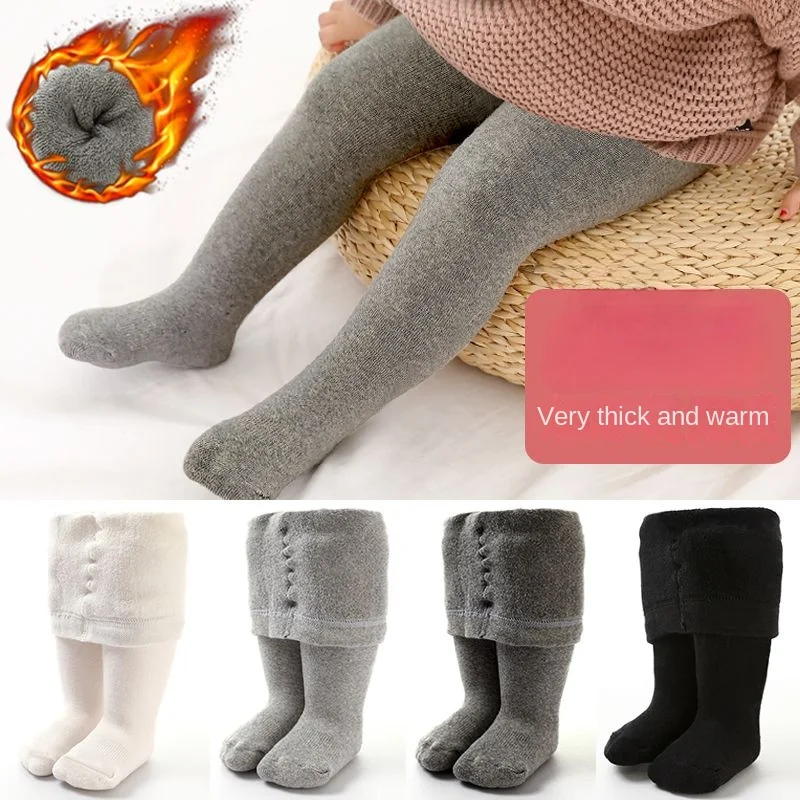 Baby Clothing Gender Neutral - ベビータイツ冬秋無地ソフト綿厚く暖かい女の赤ちゃんタイツ新生児幼児タイトな少年少女ストッキング服