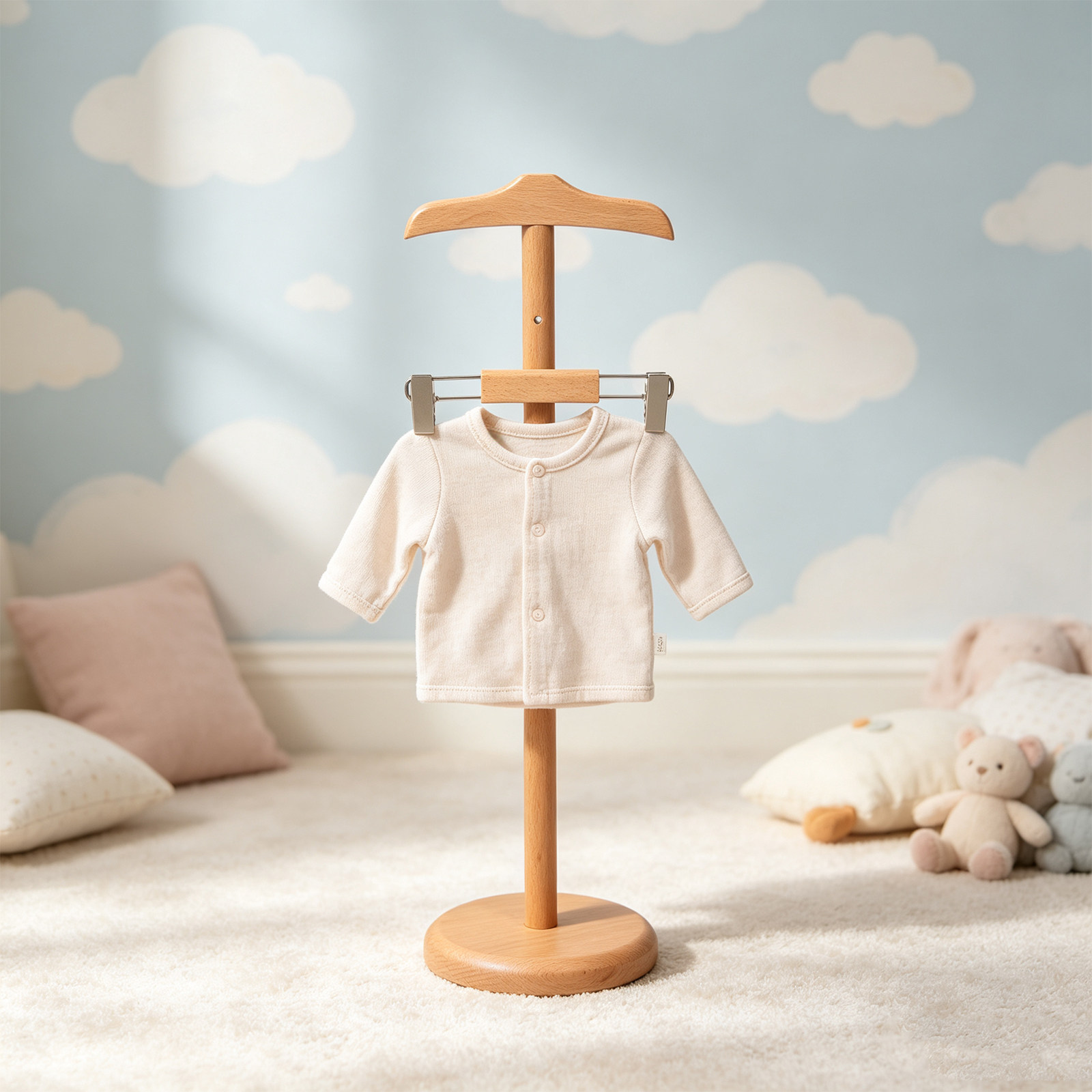 Baby Clothing - 高さ調節可能なベビー服ディスプレイスタンド 木製キッズ衣類ラック ブナ材 幼児服ホルダー ベビーシャワー用衣類