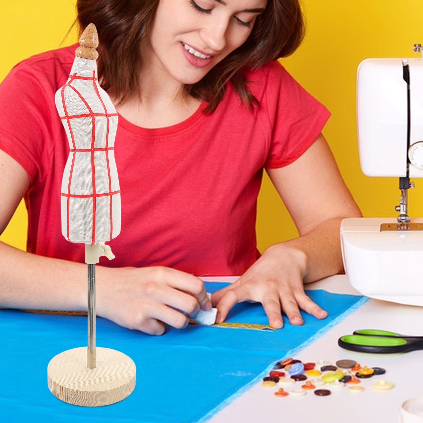 Baby Clothing Sewing - ミニテーラーダミー 1/4スケール ベージュパインウッドベース 縫製用マネキン 服飾ディスプレイ用 ミニテーラーダミー