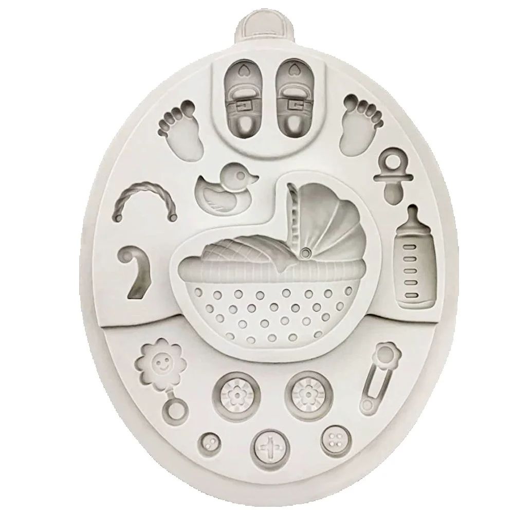 Baby Clothing Yellow - ベビーシリーズシリコーンフォンダンモールドクレードル衣類ボタンボトルシューズイエローダックケーキデコレーションチョコレートシュガークラフトDIYモールド