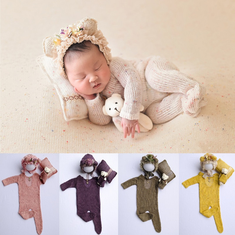 Baby Clothing Accessories - 新生児の写真撮影の小道具新生児少年少女ロンパース帽子ベビーロンパースボディスーツ衣装写真撮影の小道具服