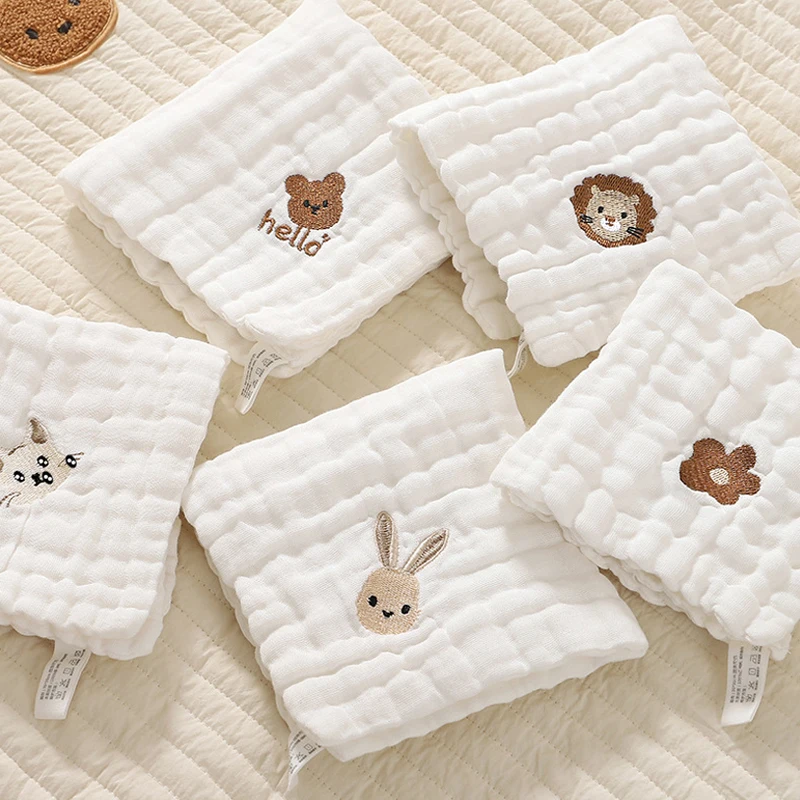 Baby Clothing Wash - 赤ちゃん用コットン刺embroideryハンカチ,ソフトバープクロス,新生児用よだれかけ,6層,2個,3個,5個
