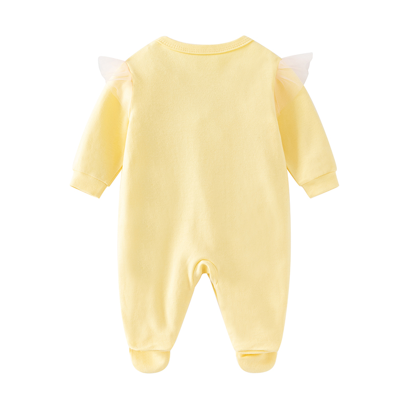 新生児女の子用春と秋用ジャンプスーツ長袖純綿かわいい黄色の漫 - Baby Clothing Yellow のレビューと価格