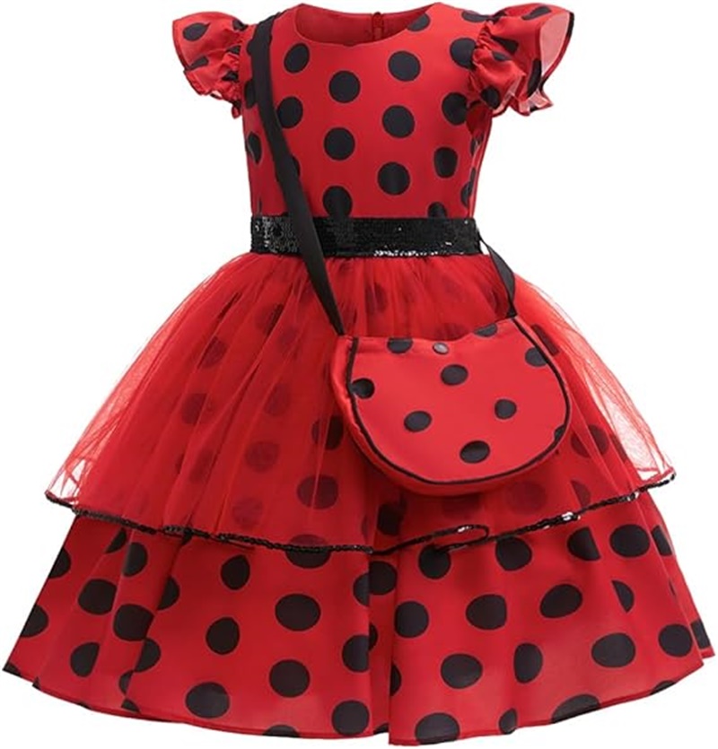女の子コスプレ衣装水玉赤いドレスバッグ手袋マスクイヤリング子 - Baby Clothing Sizes のレビューと価格