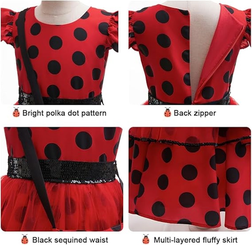 女の子コスプレ衣装水玉赤いドレスバッグ手袋マスクイヤリング子 - Baby Clothing Sizes のレビューと価格