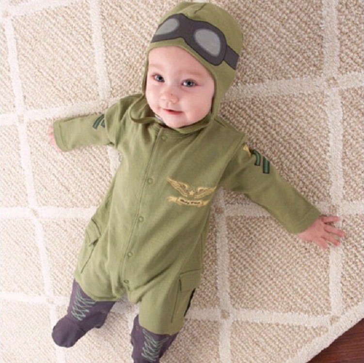 2 個セット卸売小型ベビーロンパースボンネット航空パイロット - Baby Clothing Jumper のレビューと価格
