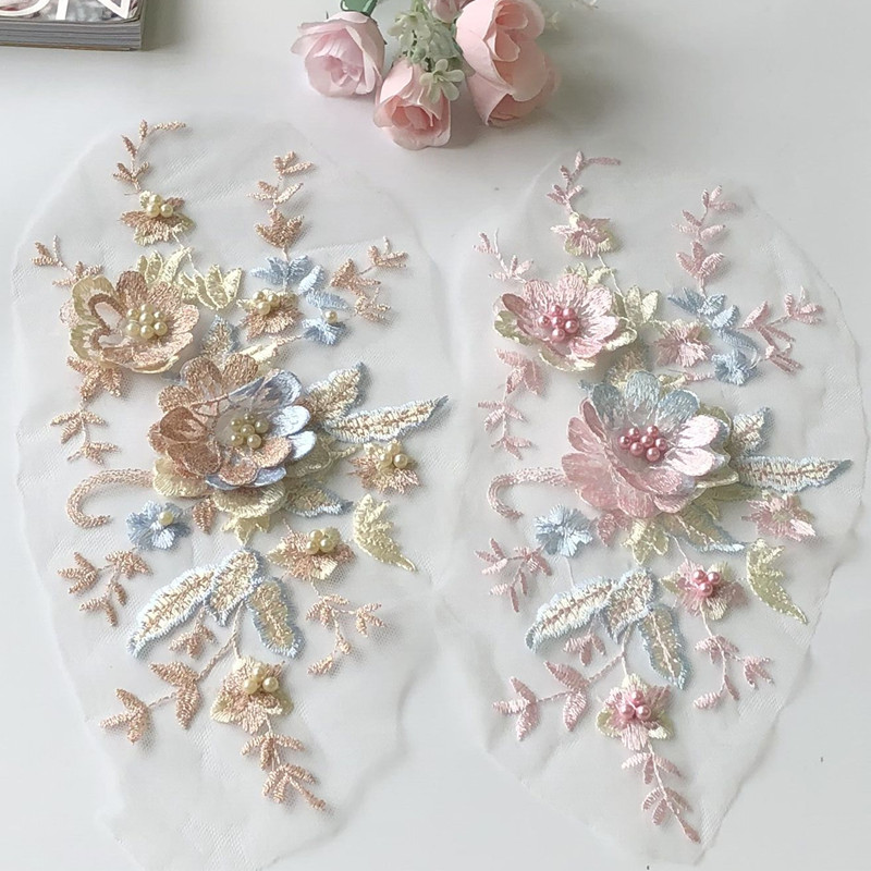 レースメッシュ刺繍生地,1ピース,3D花のアップリケ,結婚式 - Baby Clothing Sewing のレビューと価格