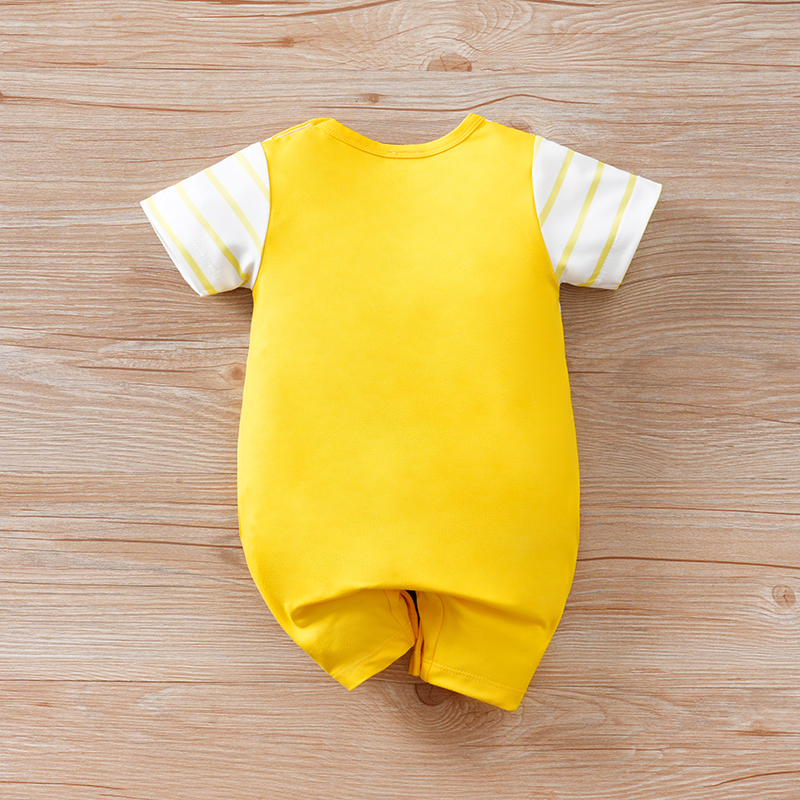 かわいいアニマルプリントと黄色のフェイクサスペンダーベビー服 - Baby Clothing Yellow のレビューと価格
