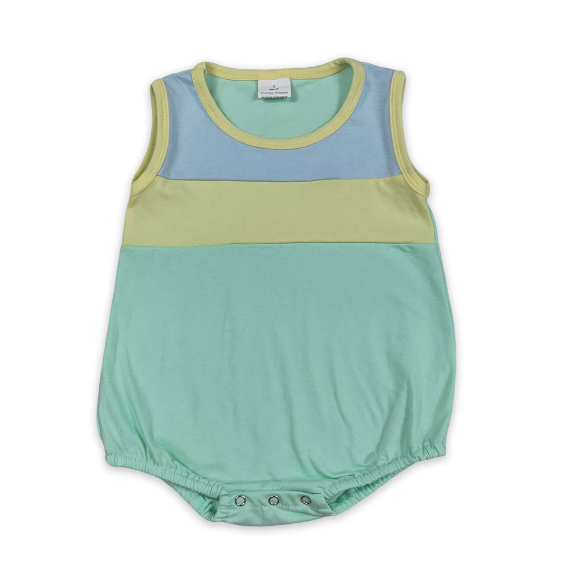 新生児男の子ノースリーブ青黄色アクアロンパース幼児ボタン泡か - Baby Clothing Yellow のレビューと価格