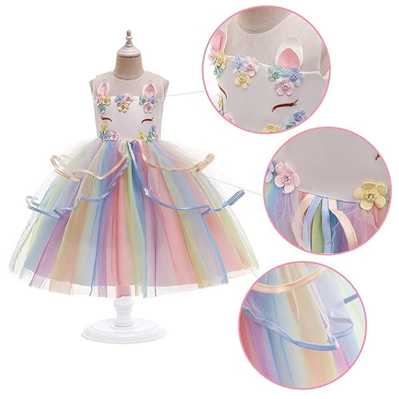 子供のユニコーンプリンセスドレス誕生日女の子パーティードレス - Baby Clothing Sizes のレビューと価格