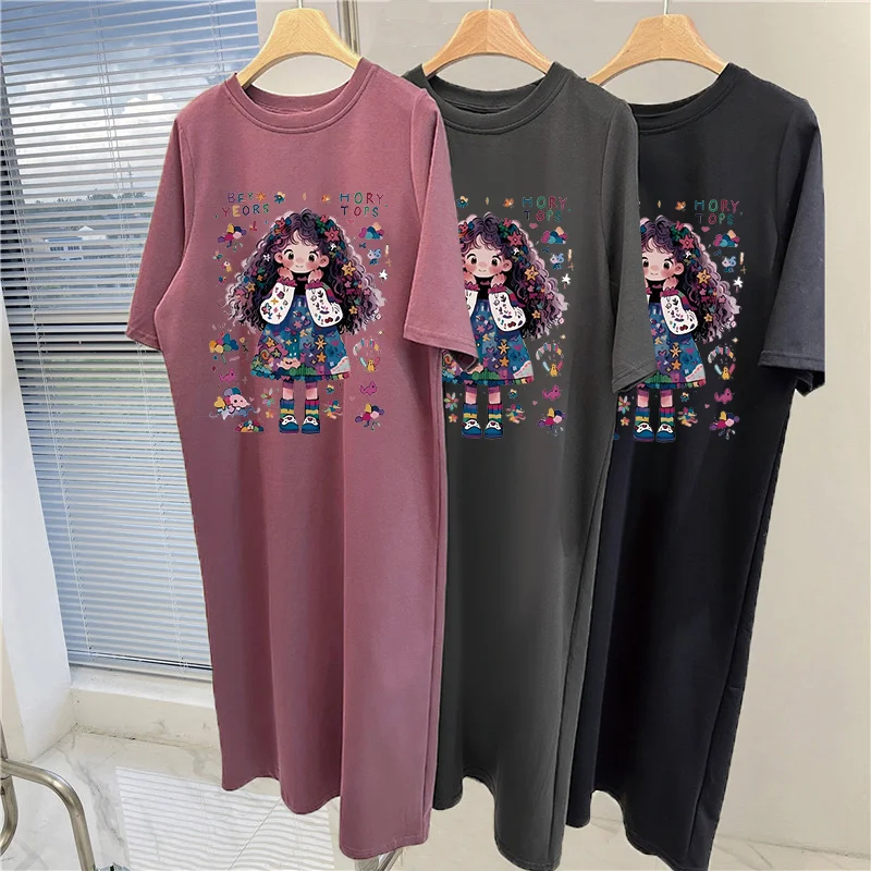 夏ルーズトレンド漫画かわいい女の子プリント韓国レディース大き - Baby Clothing Sizes のレビューと価格