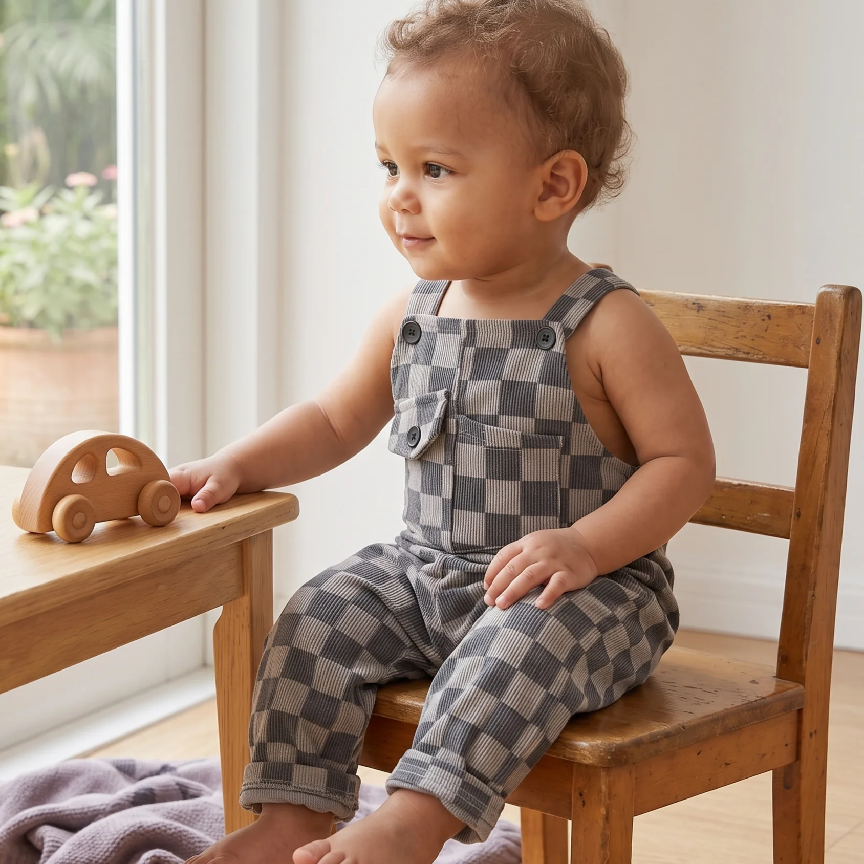夏の赤ちゃん男の子グリッドジャンパーパンツデニム服ショーツサ - Baby Clothing Jumper のレビューと価格
