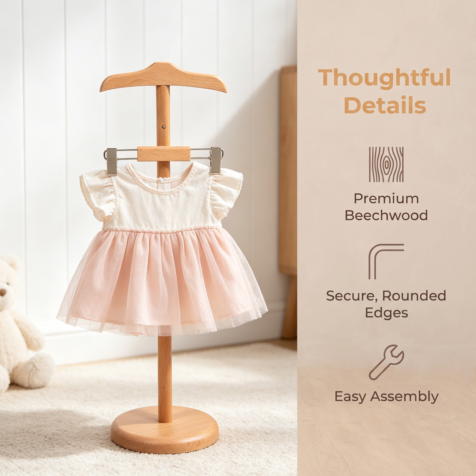高さ調節可能なベビー服ディスプレイスタンド 木製キッズ衣類ラ - Baby Clothing のレビューと価格