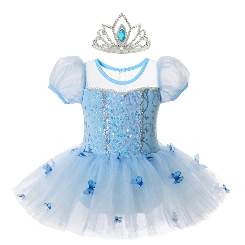 シンデレラダンスドレス女の子蝶アップリケスパンコールプリンセ - Baby Clothing Sizes のレビューと価格