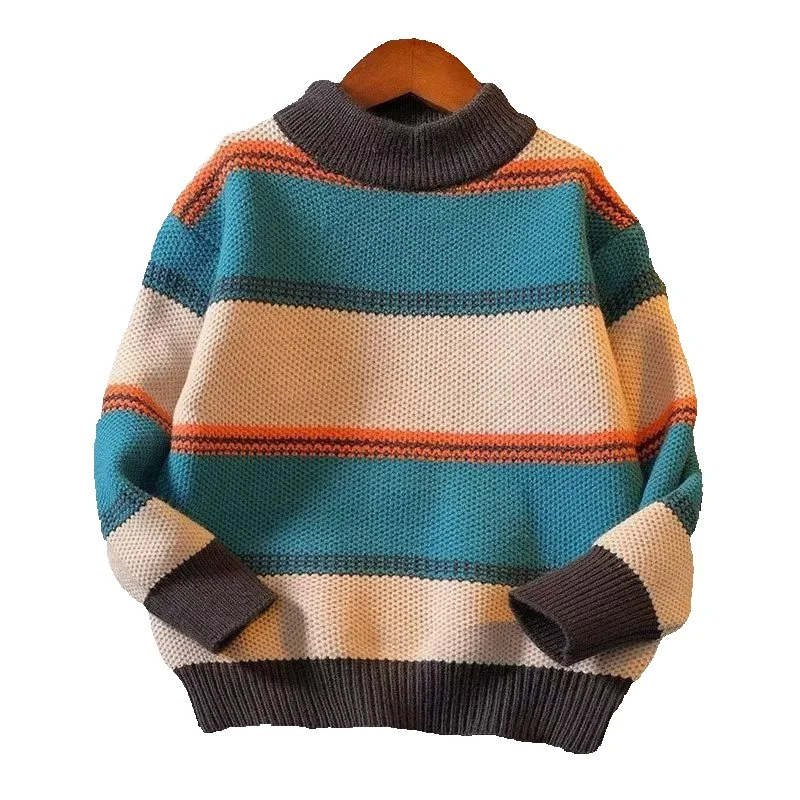 男の子ニットセーター新しい冬子供ストライプジャンパーキッズル - Baby Clothing Jumper のレビューと価格